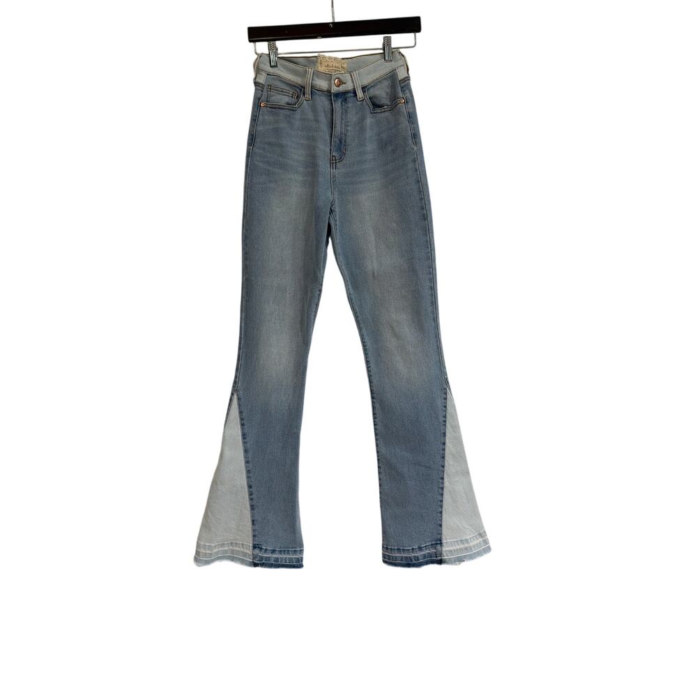 Altar'd State Bell-Bottom Jeans Womens 28 Indigo Two-tone Y2K Retro Bootcut